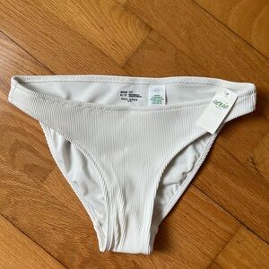 Aerie White Ribbed Swim Bottom